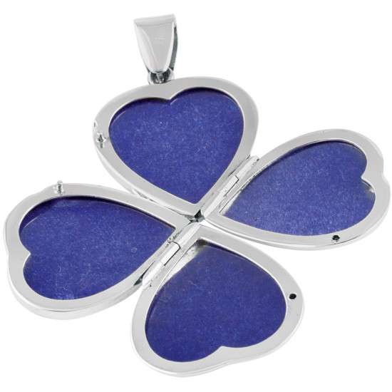 Four Part Heart Family Locket Victorian Style 925 Sterling Silver English Hallmarks on 22" Silver Curb Chain