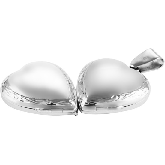 Four Part Heart Family Locket Victorian Style 925 Sterling Silver English Hallmarks on 22" Silver Curb Chain