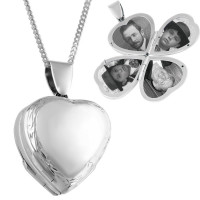 PT462   Victorian Four Part Heart Family Locket On Chain Sterling Silver Ari D Norman