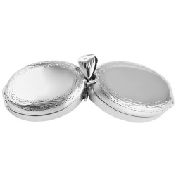 Four Part Oval Locket Victorian Style 925 Sterling Silver English Hallmarks on 22" Curb Chain