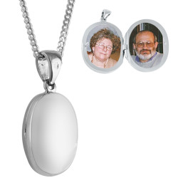 Small Oval Locket 925 Sterling Silver English Hallmarks on 20" Sterling Silver Curb Chain