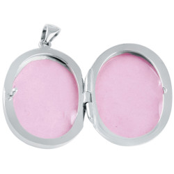 Medium Oval Locket 925 Sterling Silver English Hallmarks on 22" Sterling Silver Curb Chain