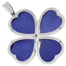 Four Part Heart Locket Victorian Style 925 Sterling Silver English Hallmarks on 22" Chain Set With Marcasite and Garnet