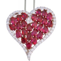 NK704 - Sterling Silver And Red Cubic Zirconia Heart Pendant On Chain