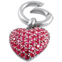 PT496   Red Crystal Heart Pendant wWth Spring-Loaded Clip Fitting Sterling Silver Ari D Norman
