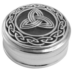 Round Celtic Pattern Pill Box 925 Sterling Silver English Hallmarks