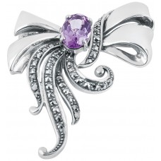 B337   Amethyst Victorian Style Bow Brooch Sterling Silver Ari D Norman