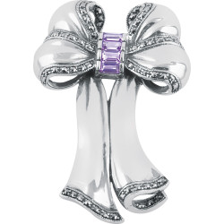 Bow Pin Brooch Victorian Style 925 Sterling Silver English Hallmarks Set With Amethyst and Marcasite