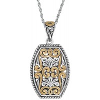 PT693   Gold Plated Antique Polish Filigree Pendant On Chain Sterling Silver Ari D Norman