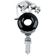 B327   Onyx Panther Brooch Sterling Silver Ari D Norman