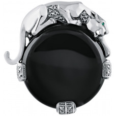 B361   Onyx Panther Brooch Sterling Silver Ari D Norman