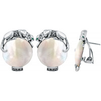 EA286   Mother Of Pearl Panther Earrings Sterling Silver Ari D Norman