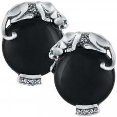 EA295   Onyx Panther Earrings Sterling Silver Ari D Norman