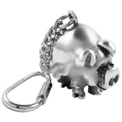 Pig Keyring Victorian Style 925 Sterling Silver English Hallmarks