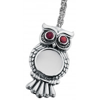 PT208   Owl Magnifying Glass Pendant On Chain Sterling Silver Ari D Norman