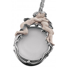 PT423   Cherub Magnifying Glass Pendant On Chain Sterling Silver Ari D Norman