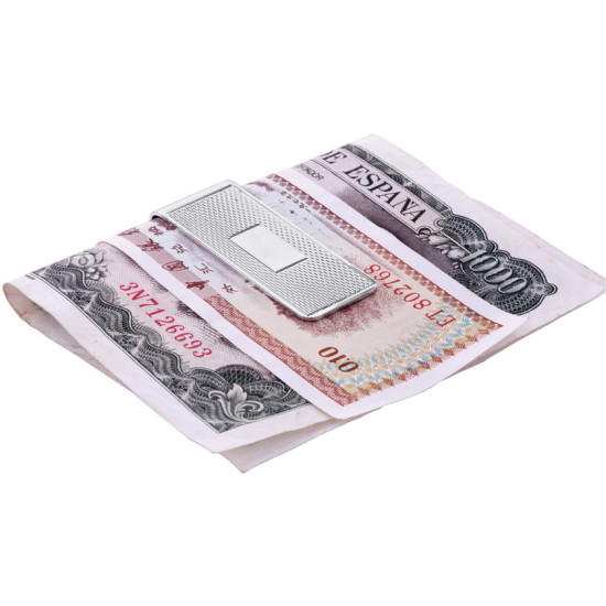 Engine Turned Money Clip 925 Sterling Silver English Hallmarks