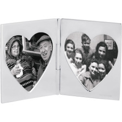 Double Heart Miniature Folding Travel Photo Frame 925 Sterling Silver English Hallmarks 3.5cm x 3.5cm