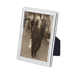 Beaded Photo Frame 925 Sterling Silver English Hallmarks with Blue Velvet Back 18cm x 13cm