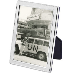 Beaded Photo Frame 925 Sterling Silver English Hallmarks with Blue Velvet Back 25cm x 20cm