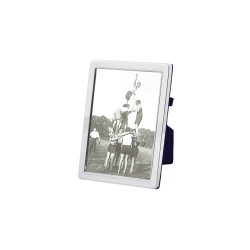 Plain Photo Frame 925 Sterling Silver English Hallmarks with Blue Velvet Back 9cm x 6cm