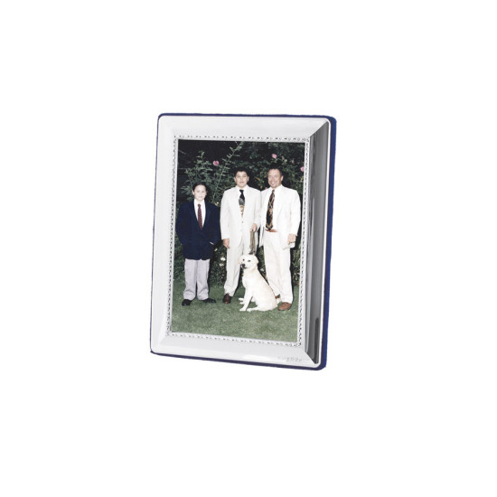 Egg and Bead Photo Frame 925 Sterling Silver English Hallmarks with Blue Velvet Back 9cm x 6cm