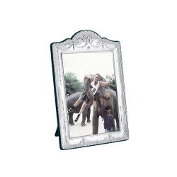 Classic Photo Frame Victorian Style 925 Sterling Silver English Hallmarks with Blue Velvet Back 9cm x 6cm