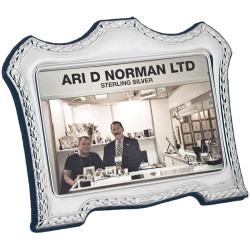 Classic Photo Frame Victorian Style 925 Sterling Silver English Hallmarks with Blue Velvet Back 9cm x 13cm