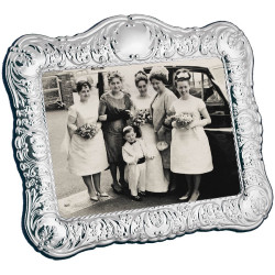 Classic Photo Frame Victorian Style 925 Sterling Silver English Hallmarks with Blue Velvet Back 13cm x 18cm