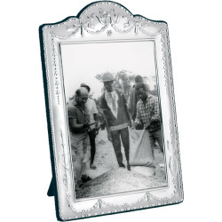 Classic Photo Frame Victorian Style 925 Sterling Silver English Hallmarks with Blue Velvet Back 25cm x 20cm