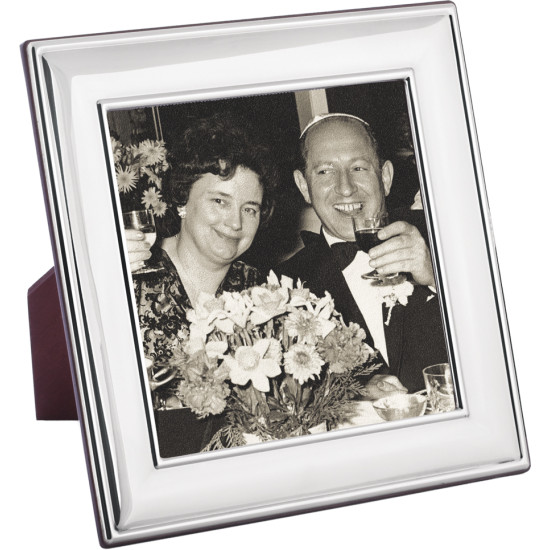 Plain Photo Frame 925 Sterling Silver English Hallmarks with Mahogany Back 13cm x 13cm