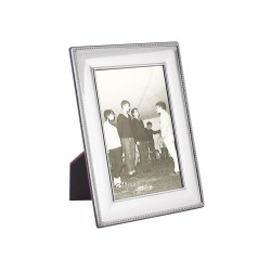 Beaded Photo Frame 925 Sterling Silver English Hallmarks with Mahogany Back 13cm x 9cm