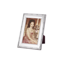 Ribbon and Reed Photo Frame 925 Sterling Silver English Hallmarks with Mahogany Back 9cm x 6cm