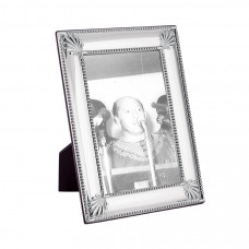 FR712   Shell And Bead Photo Frame With Wooden Back 10cm x 15cm Sterling Silver Ari D Norman