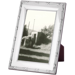 Ribbon and Reed Photo Frame 925 Sterling Silver English Hallmarks with Mahogany Back 25cm x 20cm
