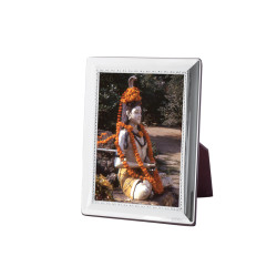 Egg and Bead Photo Frame 925 Sterling Silver English Hallmarks with Mahogany Back 13cm x 9cm