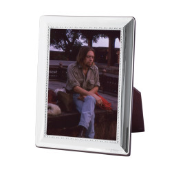 Egg and Bead Photo Frame 925 Sterling Silver English Hallmarks with Mahogany Back 18cm x 13cm