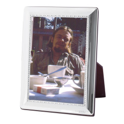 Egg and Bead Photo Frame 925 Sterling Silver English Hallmarks with Mahogany Back 20cm x 15cm