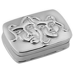 Comedy Tragedy Pill Box 925 Sterling Silver English Hallmarks