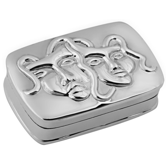 Comedy Tragedy Pill Box 925 Sterling Silver English Hallmarks