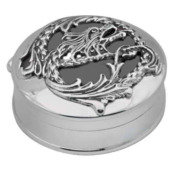 Round Dragon Pill Box 925 Sterling Silver English Hallmarks
