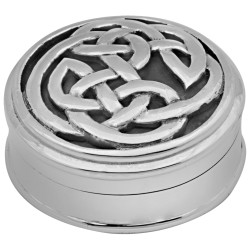 Round Celtic Pattern Pill Box 925 Sterling Silver English Hallmarks