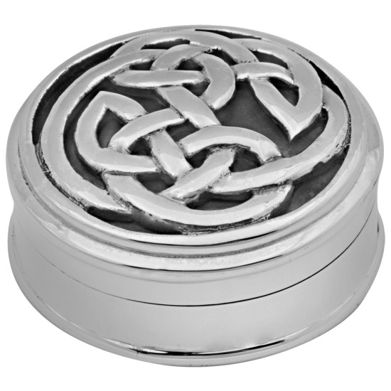 Round Celtic Pattern Pill Box 925 Sterling Silver English Hallmarks