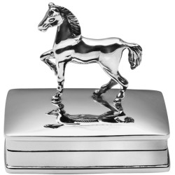 Horse on Rectangular Pill Box 925 Sterling Silver English Hallmarks