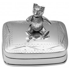 PB517   Ari D Norman Sterling Silver Pill Box with Moving Teddy Bear