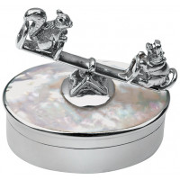PB581   Ari D Norman Sterling Silver Hippo And Squirrel On Seesaw Pill Box