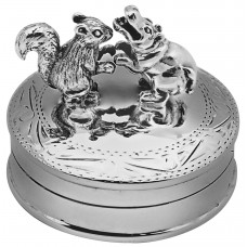 PB597   Ari D Norman Sterling Silver Dancing Hippo And Squirrel Pill Box