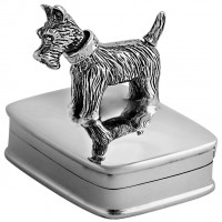 PB604   Ari D Norman Sterling Silver Pill Box With Moving Scottie Dog