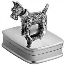 PB604   Ari D Norman Sterling Silver Pill Box With Moving Scottie Dog
