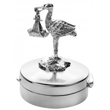 PB617   Ari D Norman Sterling Silver Stork And Baby Pill Box